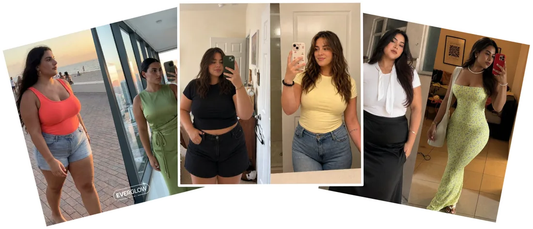 Three Everglow Miami clients before and after